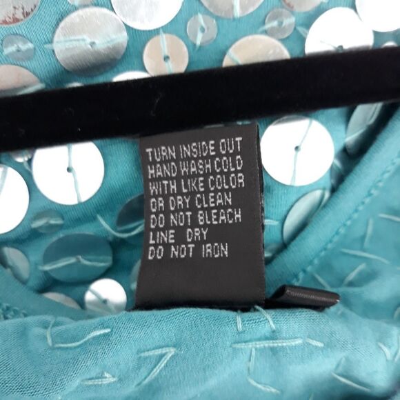 VENUS Dress Disco Mermaid Sequined Tank Mini Scoop Neck Aqua Watercolor Size S - Picture 10 of 11